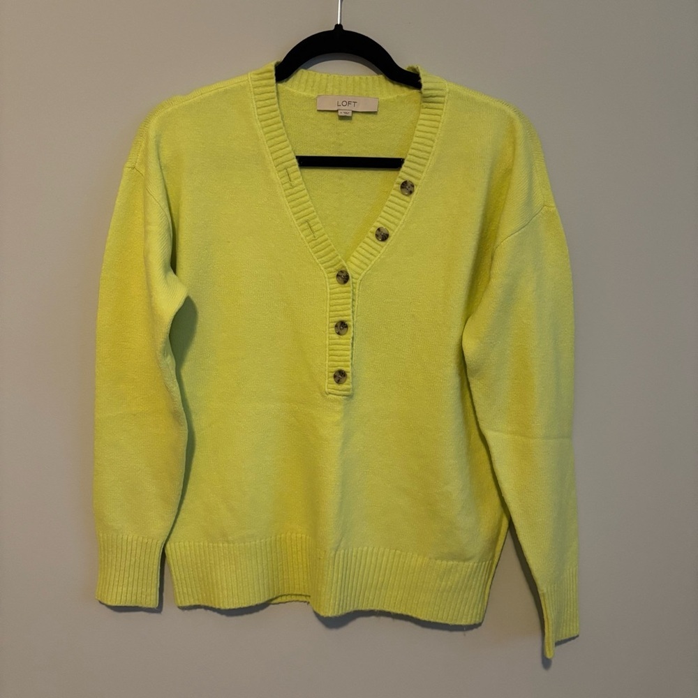 LOFT V-Neck Sweater in Vibrant Yellow